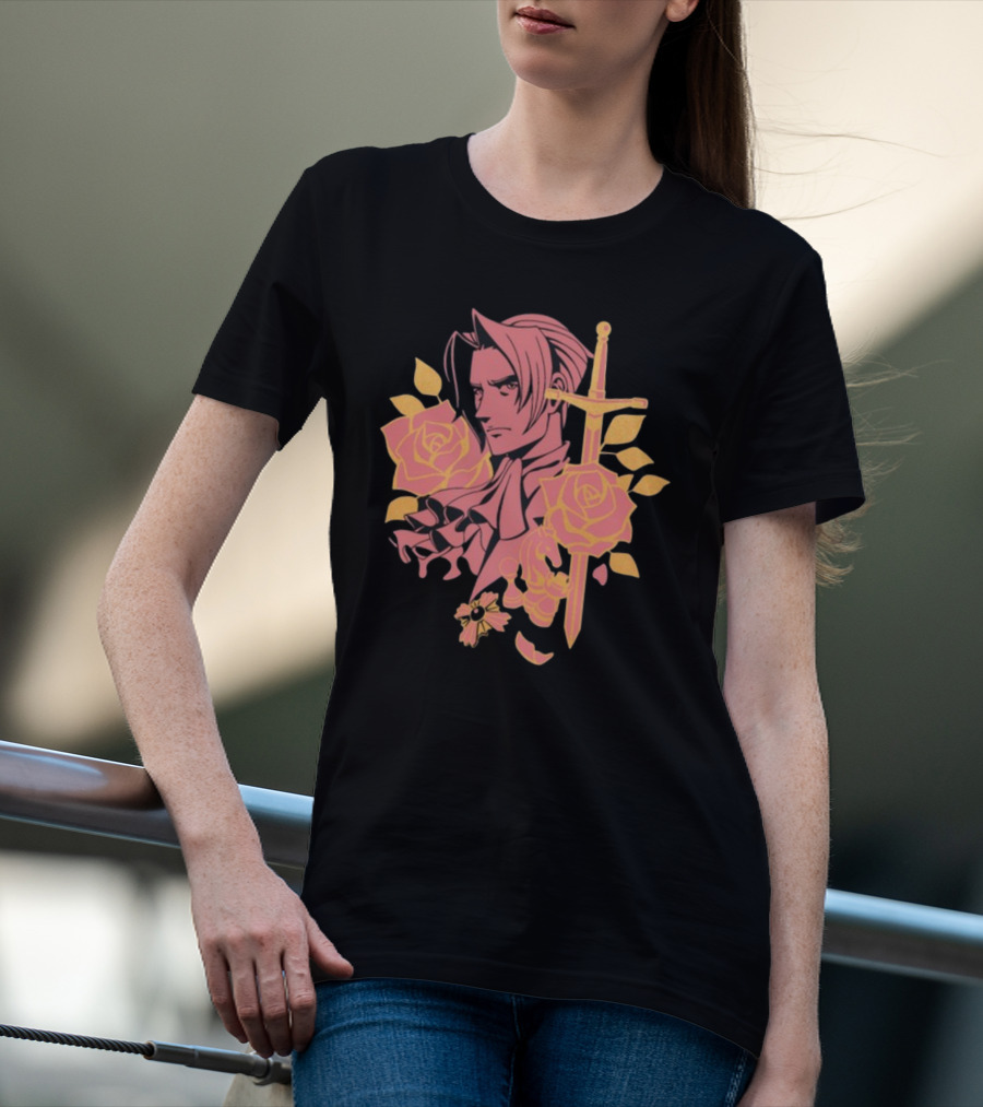 Fangamer King Of Prosecutors Miles Edgeworth Roses Sword Medallion T-Shirt