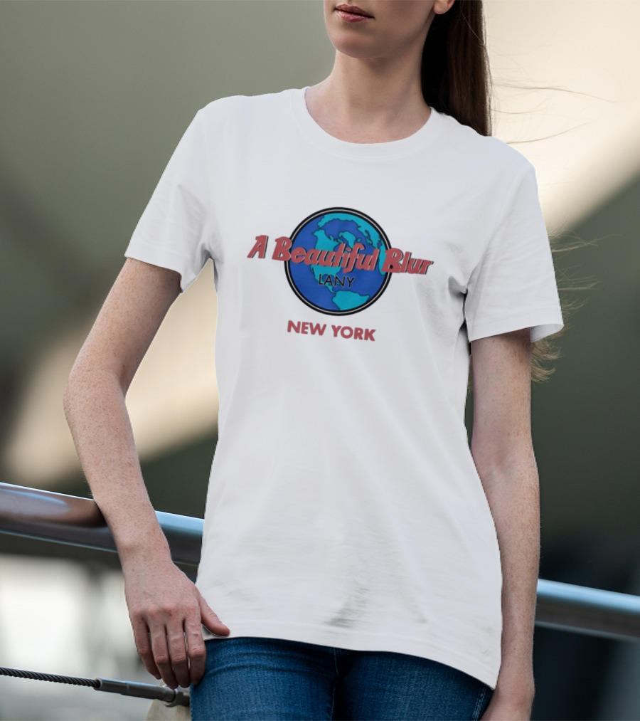 Lany A Beautiful Blur World Map New York T-Shirt