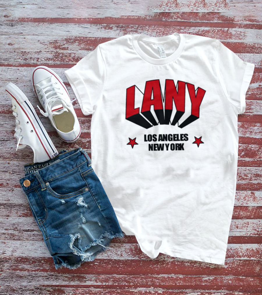 LANY Los Angeles New York Bold Red Letters With Stars T-Shirt