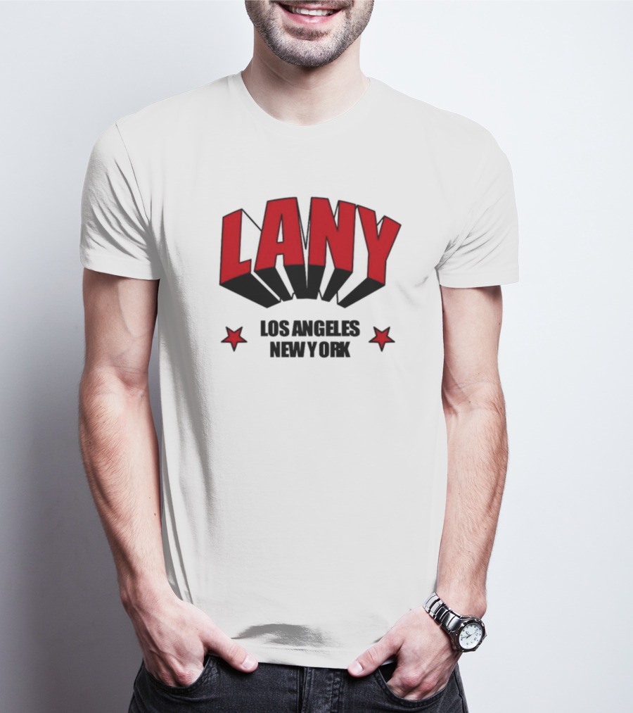 LANY Los Angeles New York Bold Red Letters With Stars T-Shirt