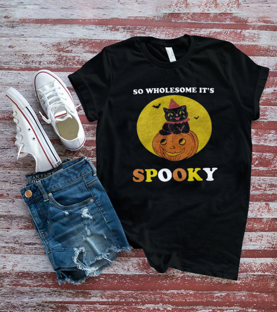 So Wholesome It's Spooky Black Cat Jack-o'-Lantern Halloween T-Shirt