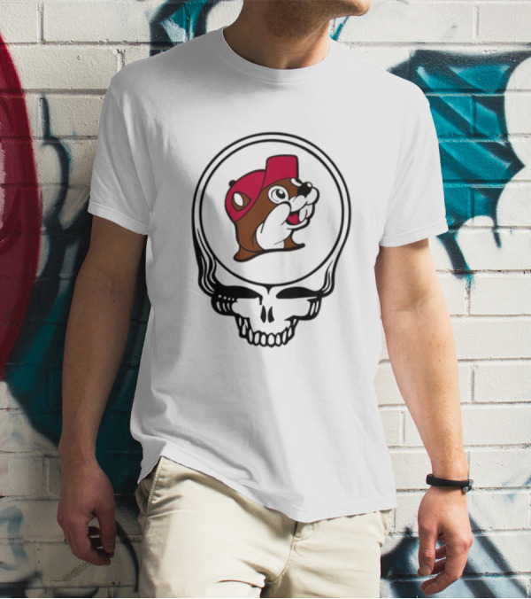 Buc-ee's Beaver In Grateful Dead Style Skull T-Shirt