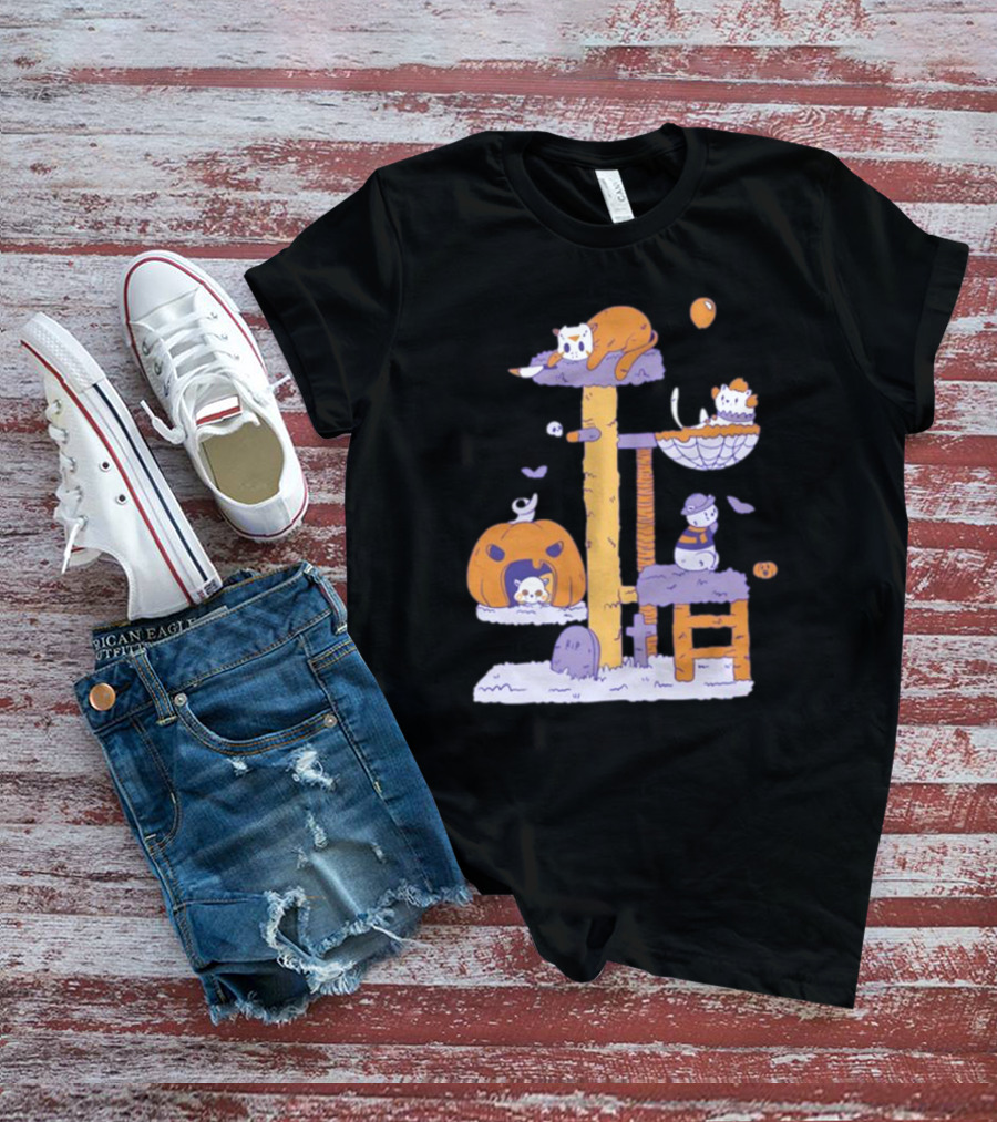 Gotfunny Cat Horror Icons Pumpkin Halloween Playhouse T-Shirt