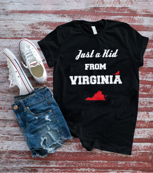 Just A Kid From Virginia With Cardinal And State Outline T-Shirt