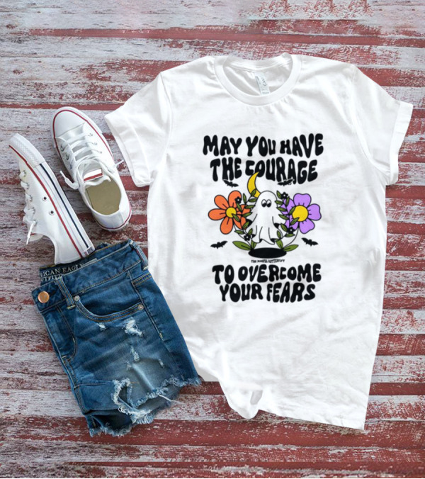 May You Have The Courage To Overcome Your Fears Ghost With Flowers And Bats T-Shirt