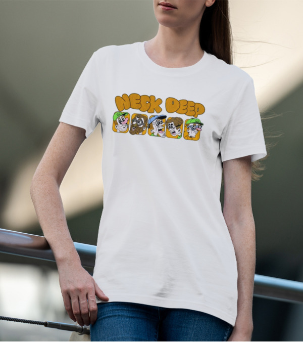 Neck Deep Cartoon Band Character Faces T-Shirt