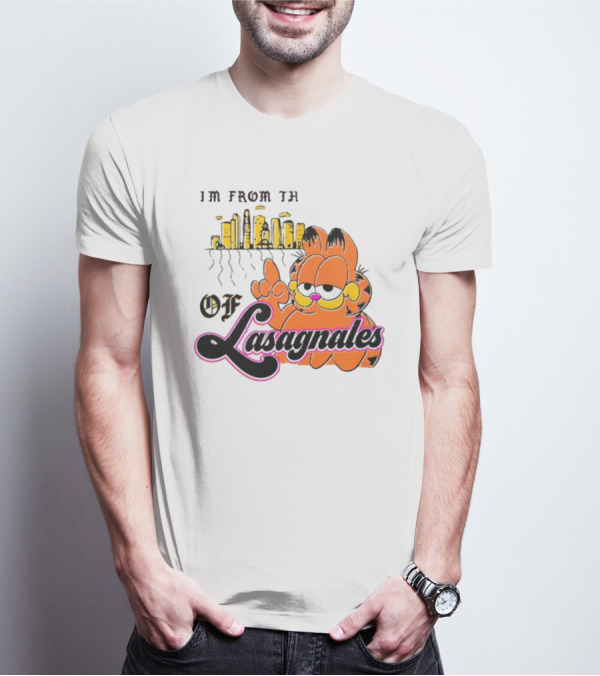 I'm From The Streets Of Lasagnales With Garfield And Skyline T-Shirt