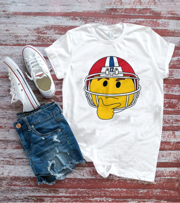 Hmm Moji Curious Thinking Face Football Helmet Red White Blue 17 T-Shirt