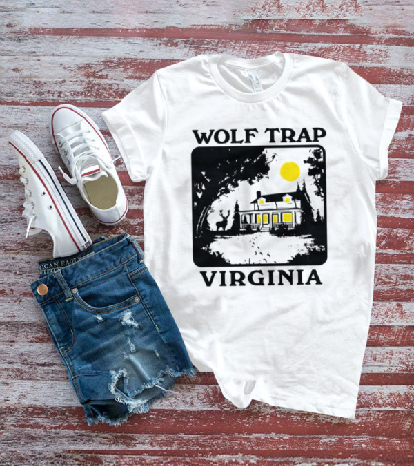 Woodsjpeg Wolf Trap Virginia Nighttime Cabin Scene T-Shirt