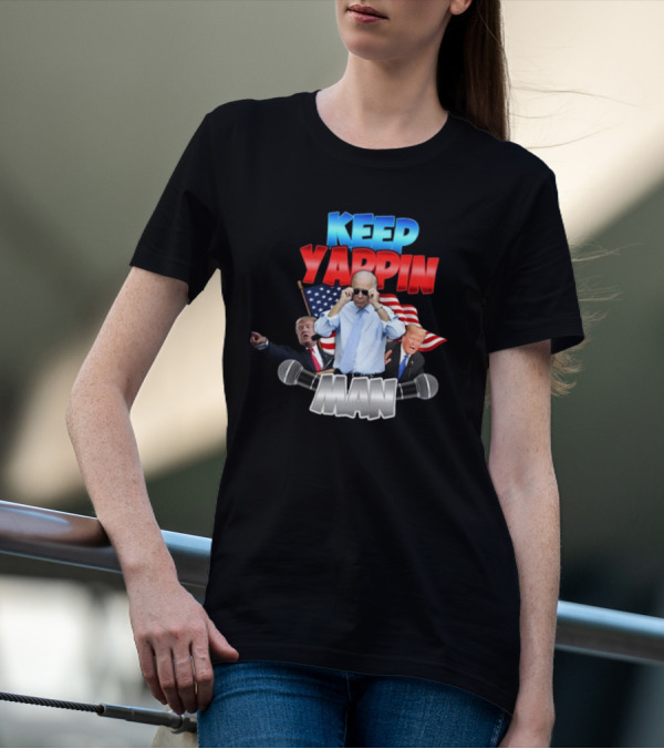 Keep Yappin Man American Flag Microphone Design By Designedbytheboys T-Shirt