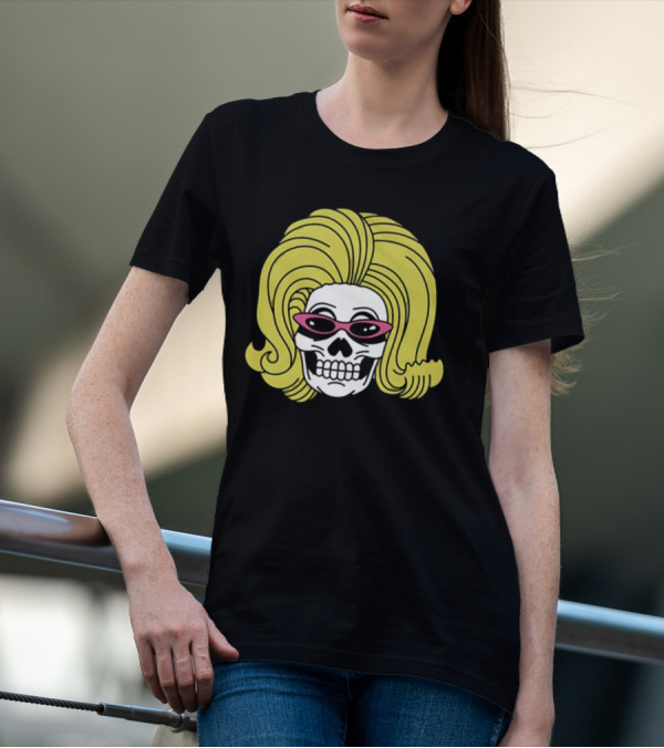 Juno Birch Death Skull Blonde Wig Pink Sunglasses T-Shirt