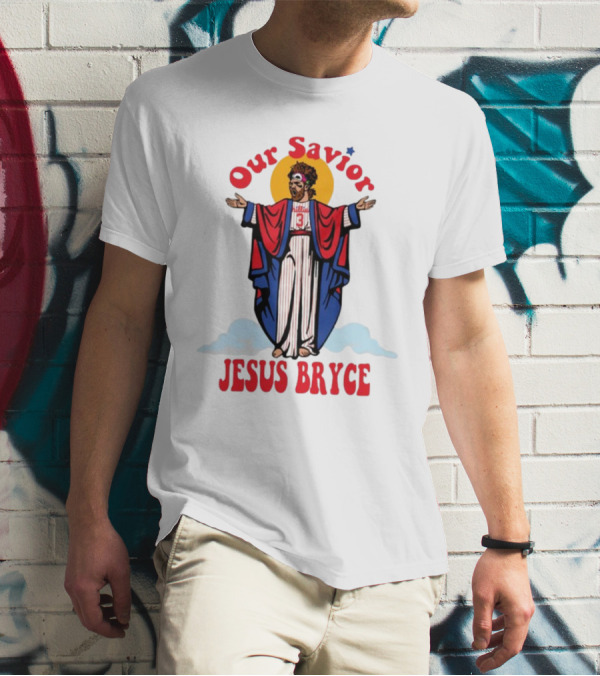 Our Savior Jesus Bryce Illustrated In Baseball Robes T-Shirt