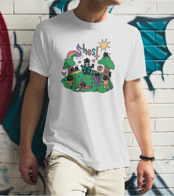 Cardinal Copia Ghost Slipknot Fun Cartoon Scene With Rainbow And Sun T-Shirt