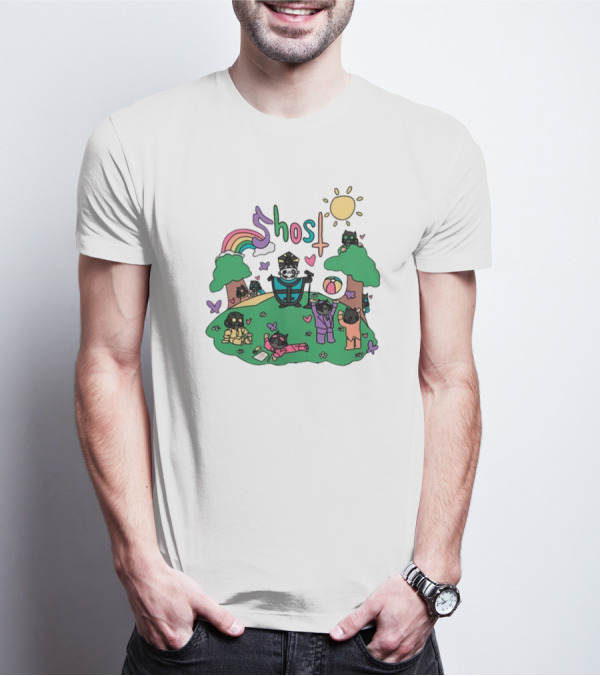 Cardinal Copia Ghost Slipknot Fun Cartoon Scene With Rainbow And Sun T-Shirt