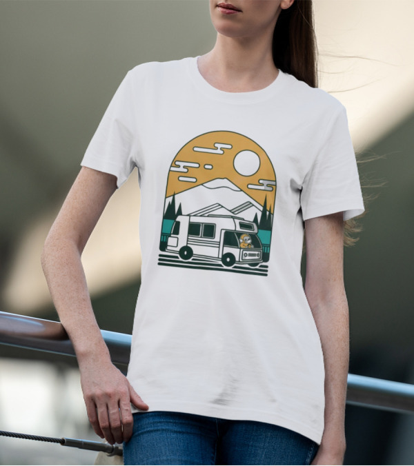 Cdawgva Road Trippin Camper Adventure Under A Mountain Sunrise T-Shirt