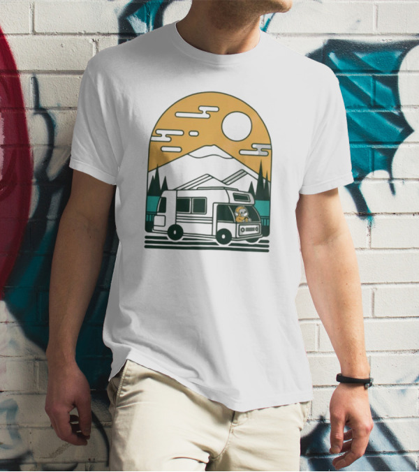 Cdawgva Road Trippin Camper Adventure Under A Mountain Sunrise T-Shirt