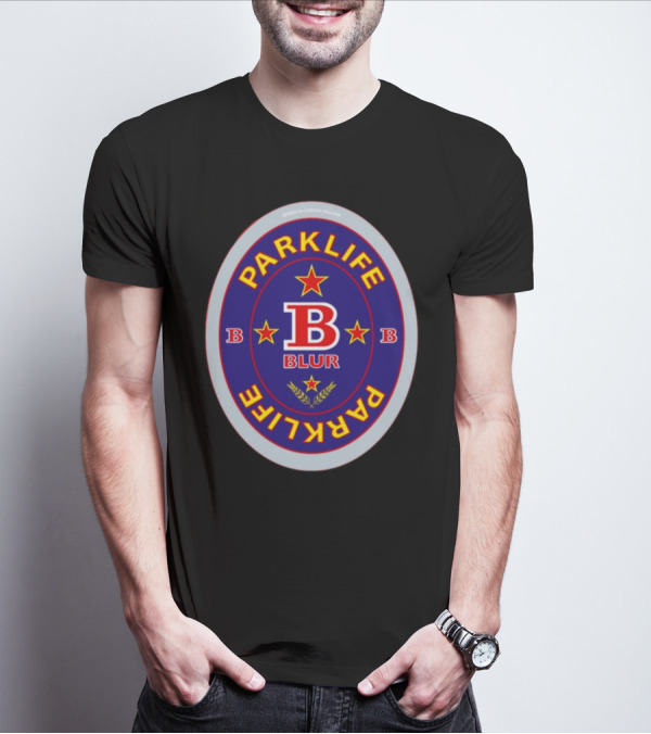 Blur Parklife Beermat Brewed In London England B Logo B Stars T-Shirt
