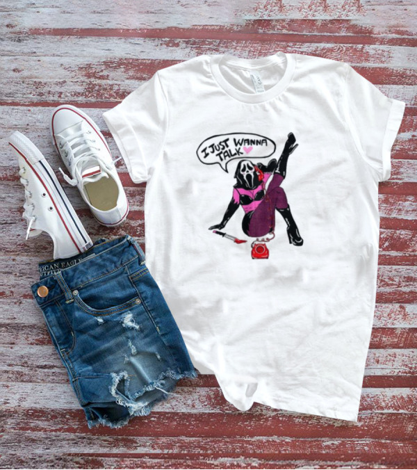 Oatmilklady I Just Wanna Talk Ghost Face Mask Retro Phone T-Shirt