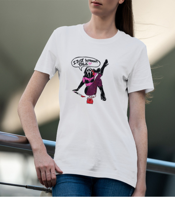 Oatmilklady I Just Wanna Talk Ghost Face Mask Retro Phone T-Shirt