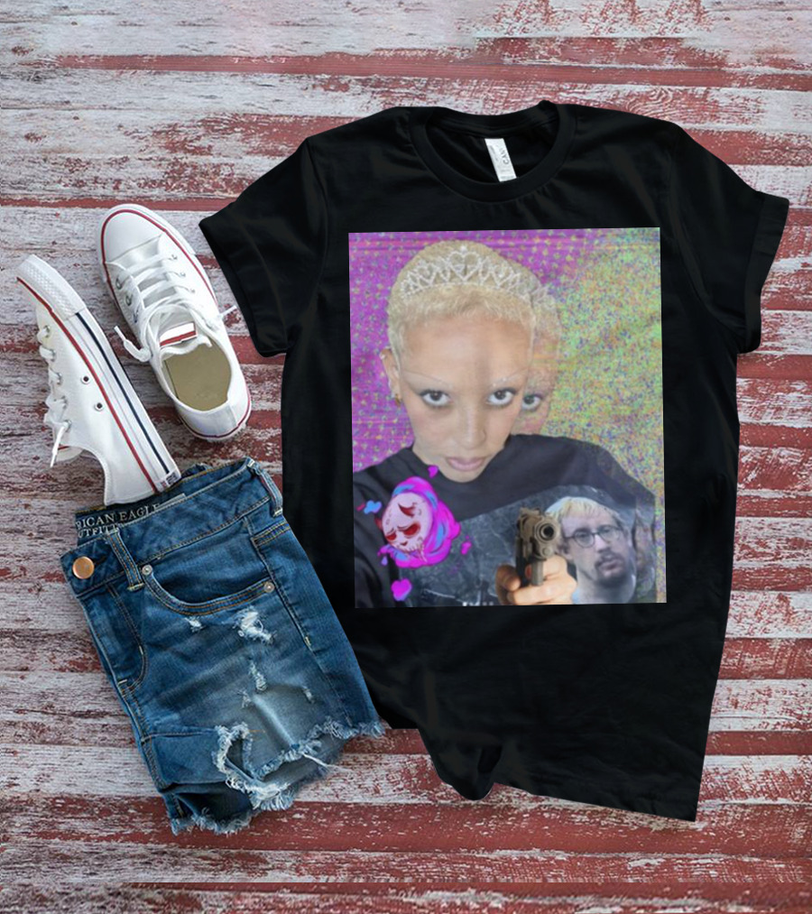 Doja Cat Sam Hyde Tiara Emoji Gun Sweater Multicolored Background T-Shirt
