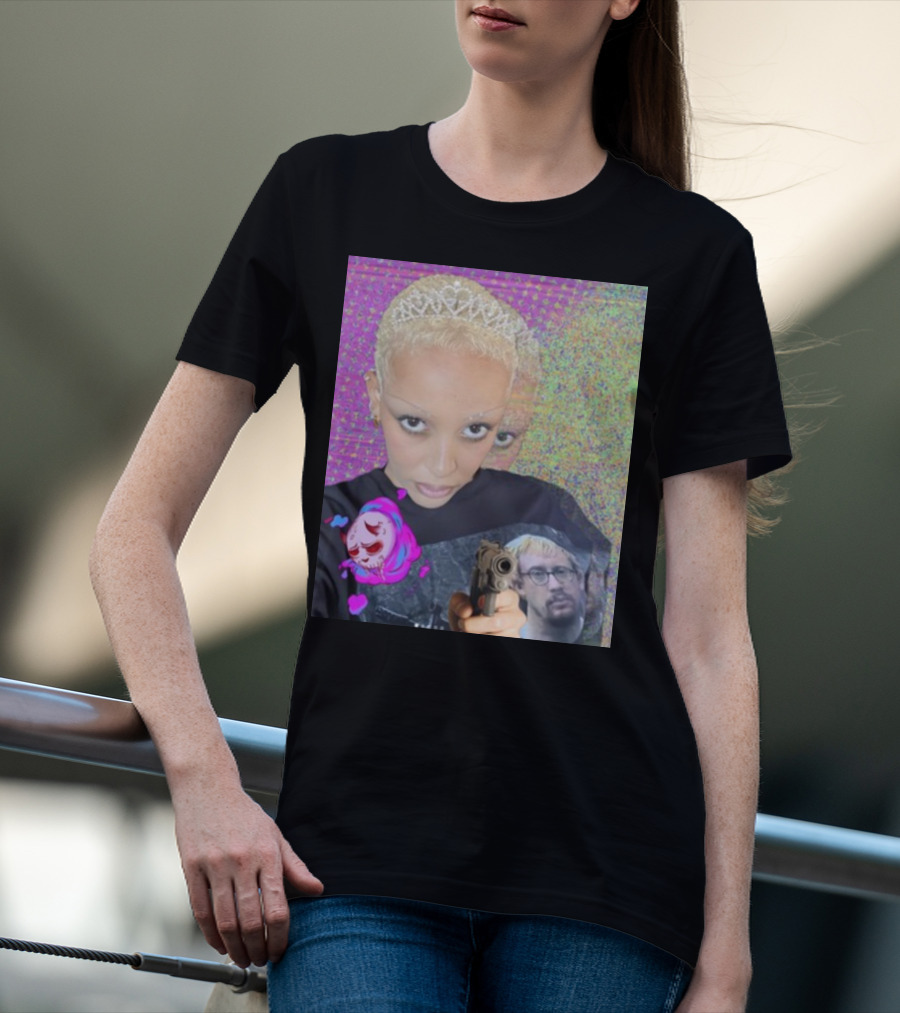 Doja Cat Sam Hyde Tiara Emoji Gun Sweater Multicolored Background T-Shirt