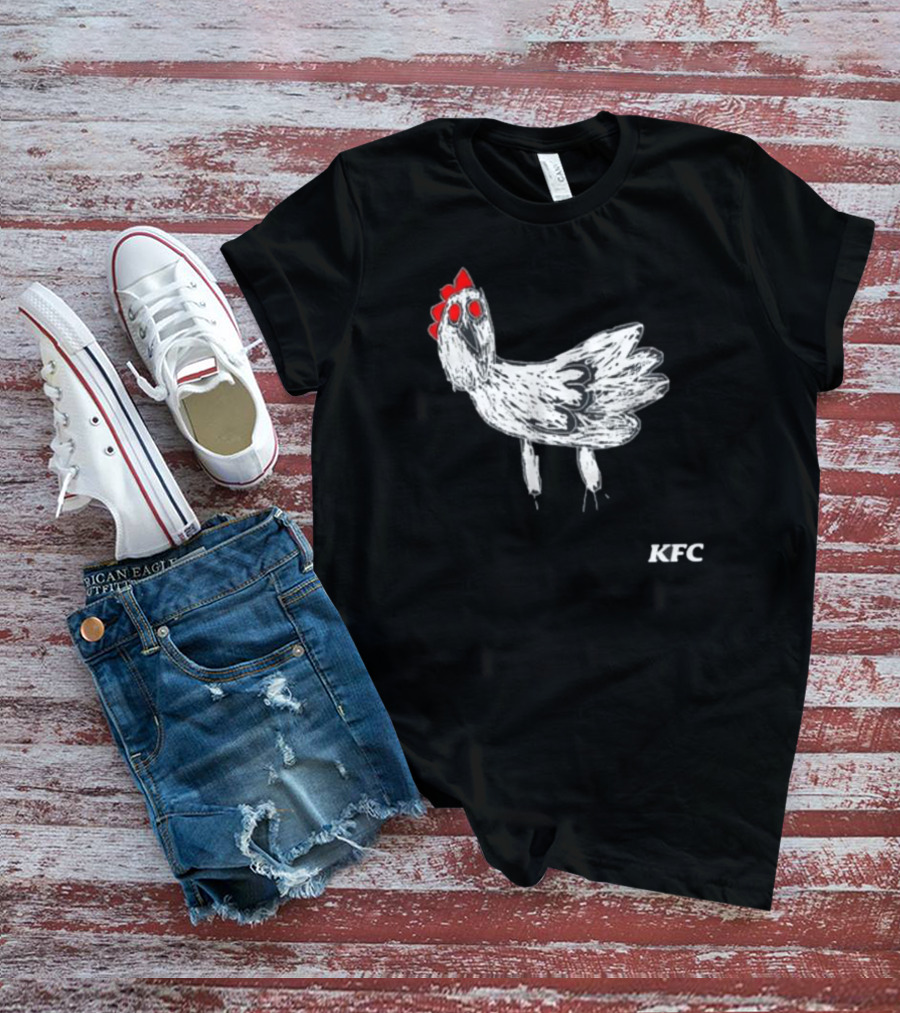 KFC Chicken Sketch With Red Accents T-Shirt