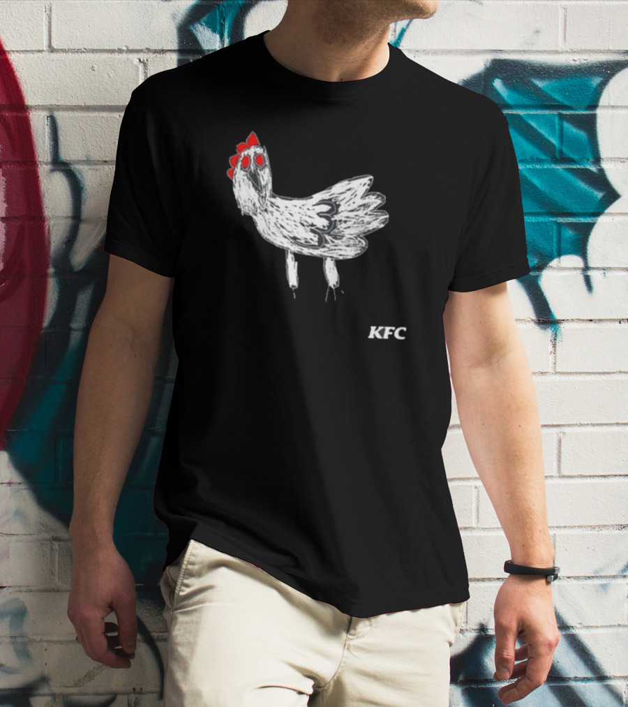 KFC Chicken Sketch With Red Accents T-Shirt