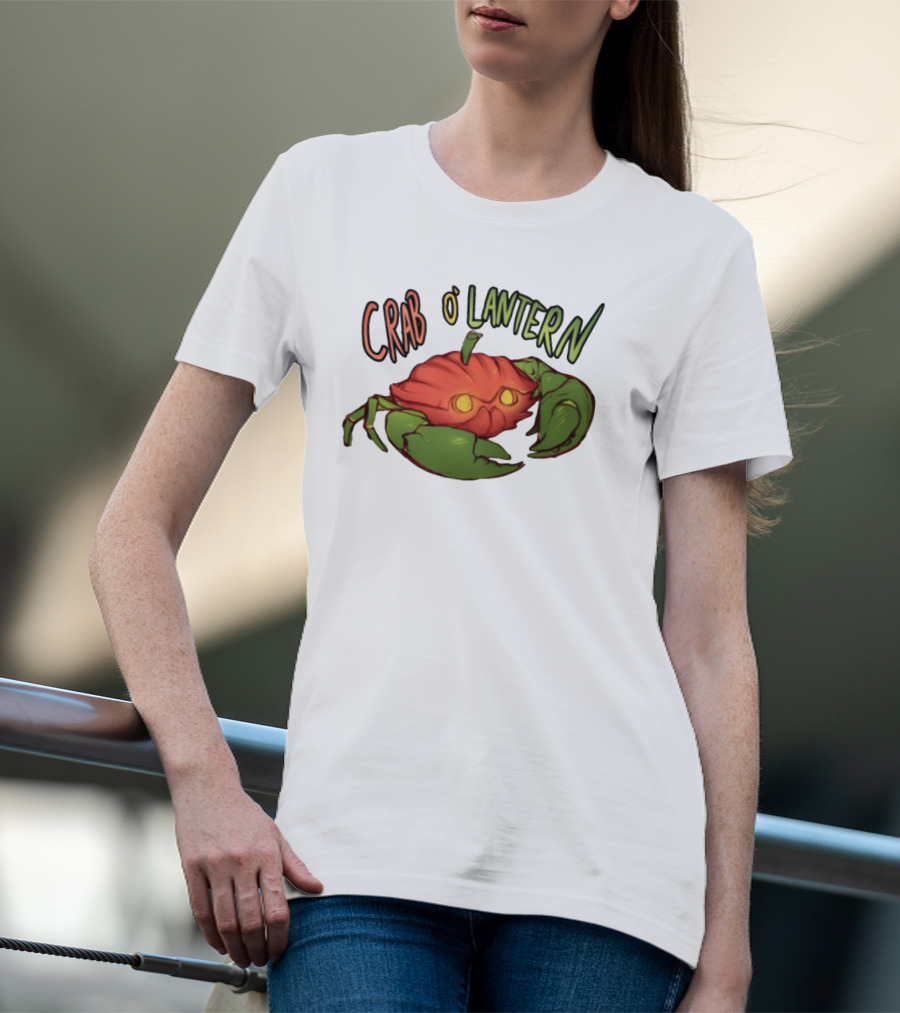 Crab O' Lantern Pumpkin Crab Creature With Glowing Eyes T-Shirt
