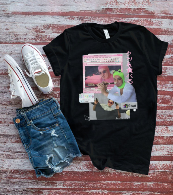 Hikkichuu Franku Vaporwave Pink Guy Windows Aesthetic Kanji Text T-Shirt
