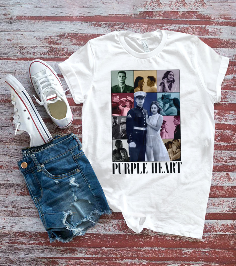 Purple Hearts Romantic Military Love Story Collage T-Shirt