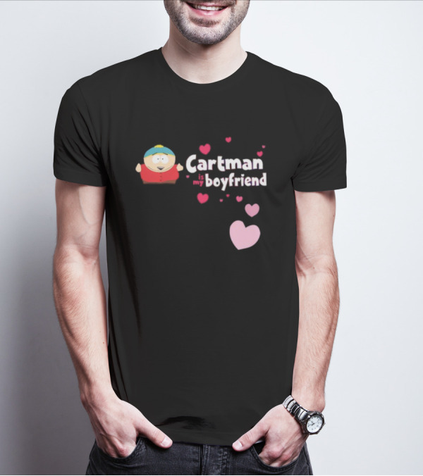 Cartman Is My Boyfriend Pink Hearts Cartoon Character T-Shirt