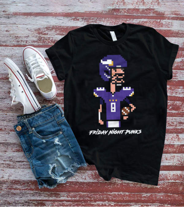 Friday Night Punks Purple Pixelated Football Quarterback Holding Ball T-Shirt