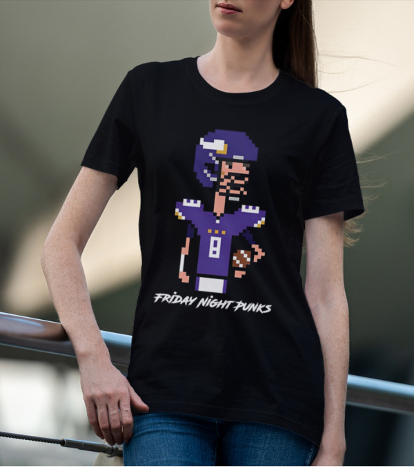 Friday Night Punks Purple Pixelated Football Quarterback Holding Ball T-Shirt