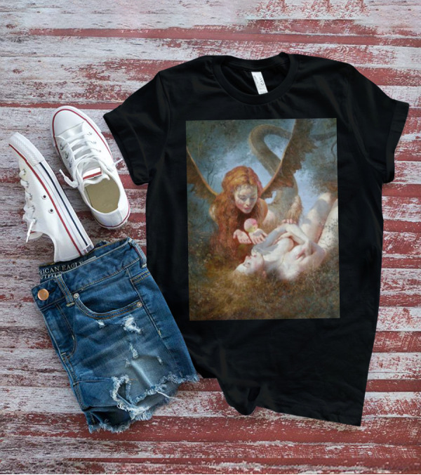 Lilith And Eve 1963 Apple Serpent Wings Mythical Encounter By Yuri Klapouh T-Shirt