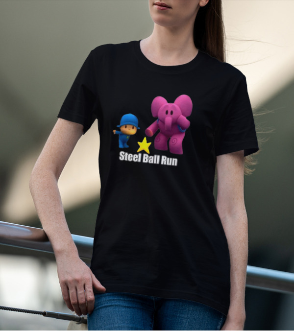 Pocoyo And Pink Elephant Star Steel Ball Run T-Shirt