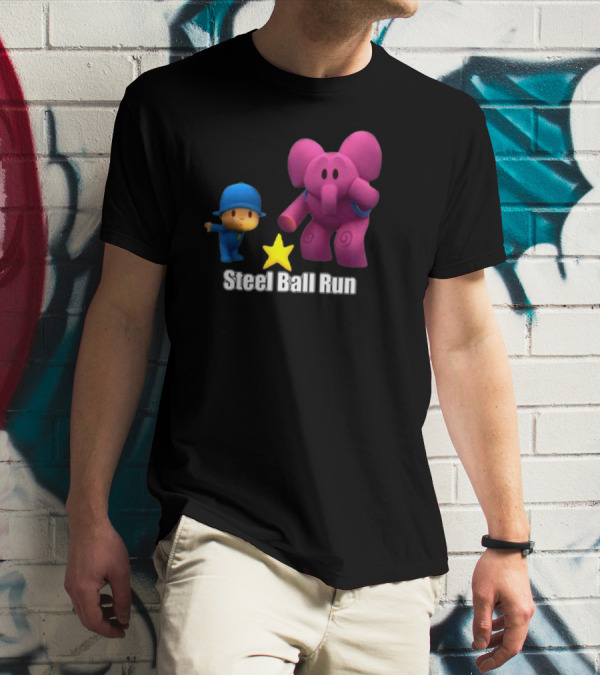 Pocoyo And Pink Elephant Star Steel Ball Run T-Shirt