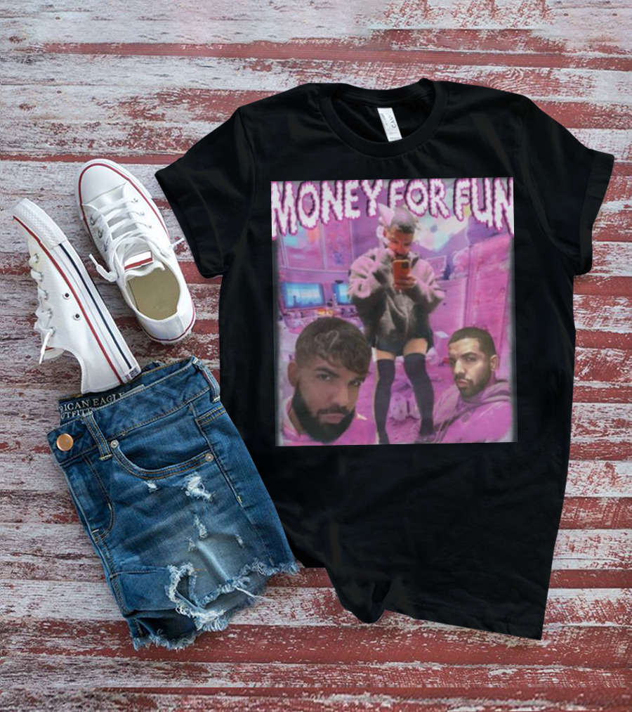 Money For Fun Funnyahhtees Pink Room Selfie Collage T-Shirt