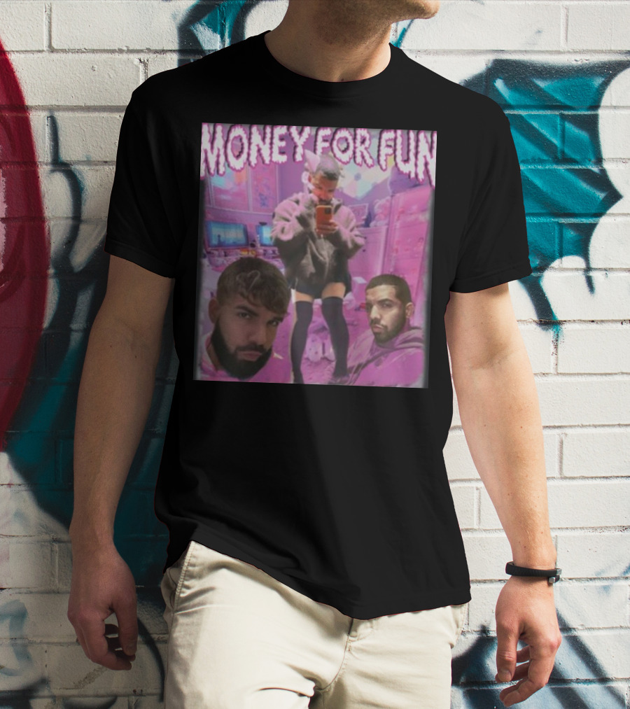 Money For Fun Funnyahhtees Pink Room Selfie Collage T-Shirt