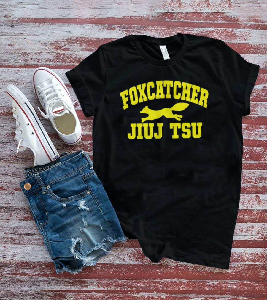 Bteamjj Foxcatcher Jiujitsu Yellow Text With Fox T-Shirt