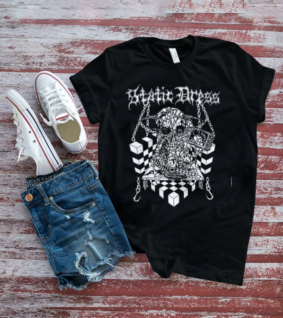 Kerrang X Static Dress Skull Chains Optical Illusion T-Shirt