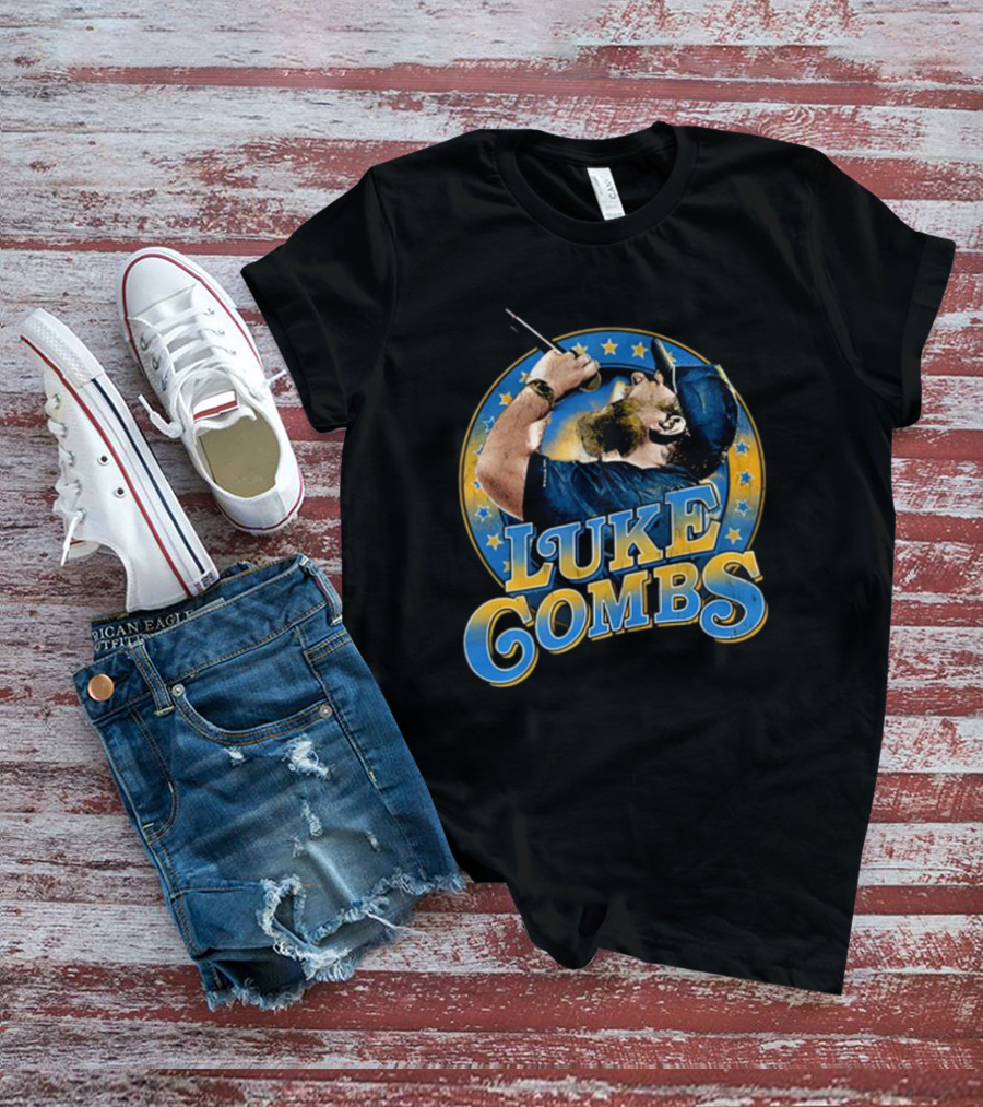 Luke Combs Beer Never Broke My Heart Music Star Performance Blue Cap Microphone T-Shirt
