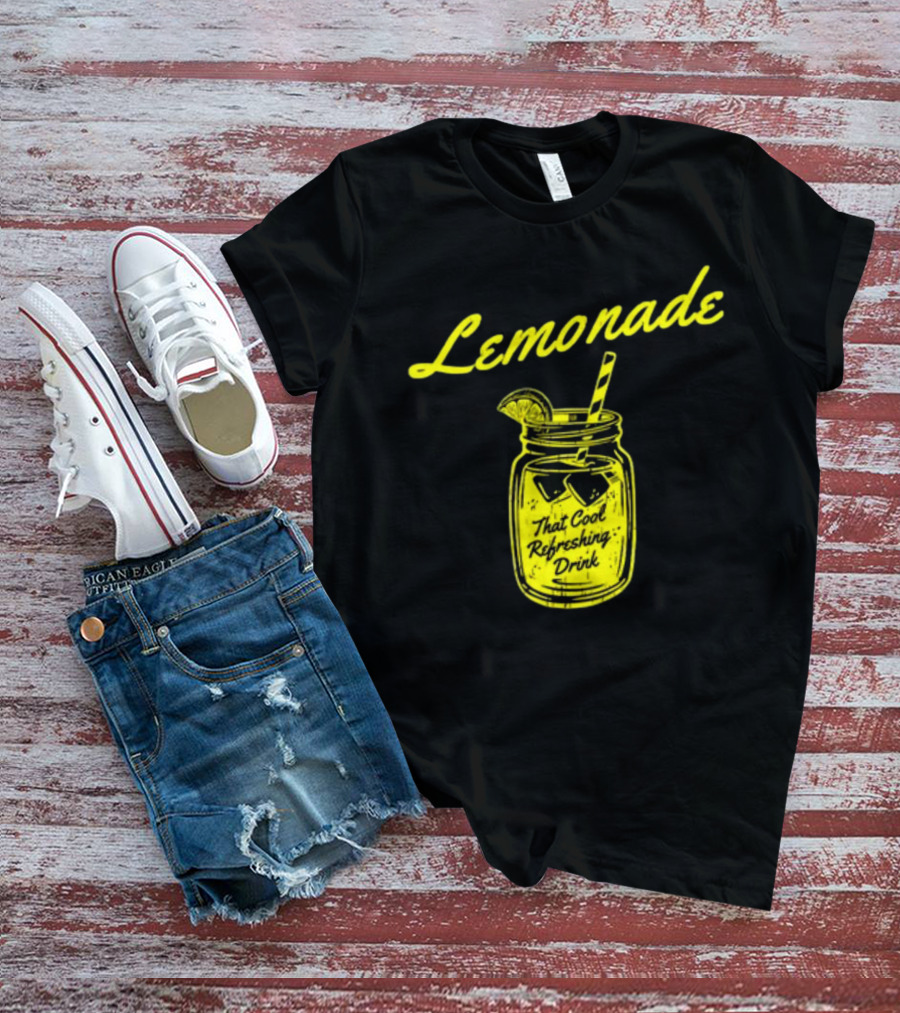 Lemonade That Cool Refreshing Drink Mason Jar With Lemon Wedge And Straw T-Shirt