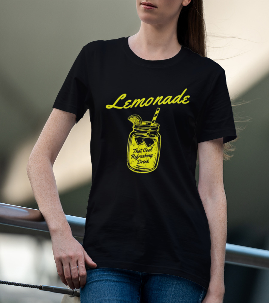 Lemonade That Cool Refreshing Drink Mason Jar With Lemon Wedge And Straw T-Shirt