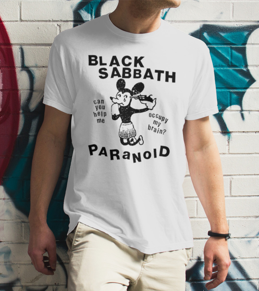 Black Sabbath Paranoid Can You Help Me Occupy My Brain Mickey Mouse T-Shirt