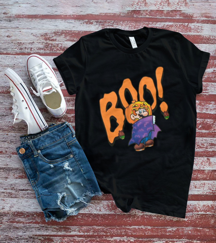 Nintendo NY Super Mario Boo Halloween Pumpkin Ghost Mario T-Shirt