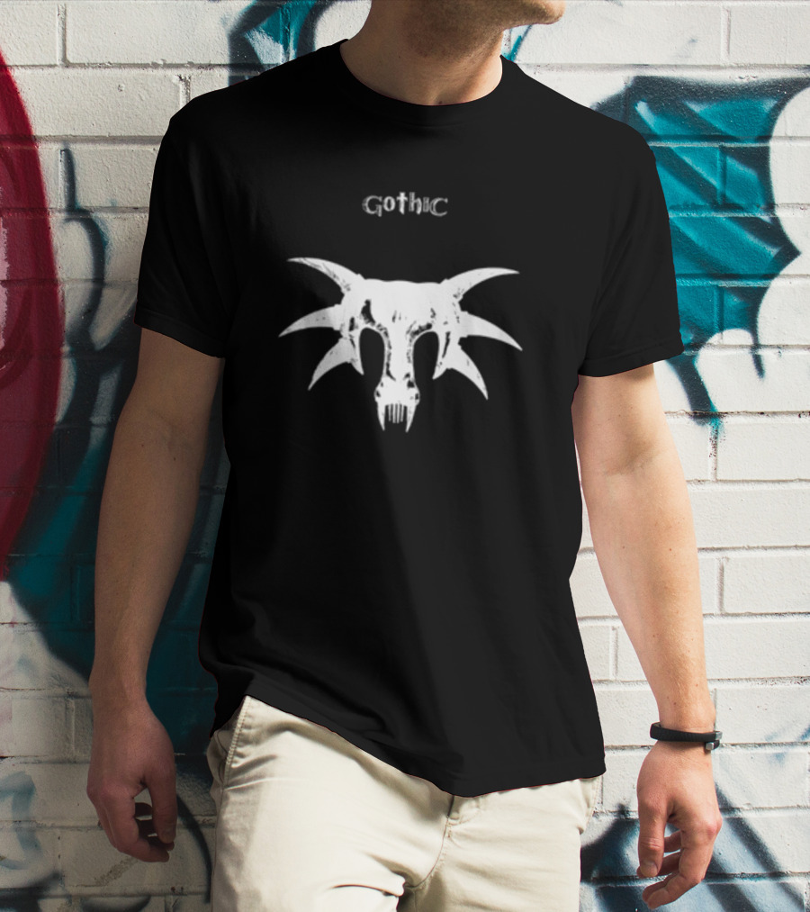 Gothic Skull Tribal Horns Mask T-Shirt