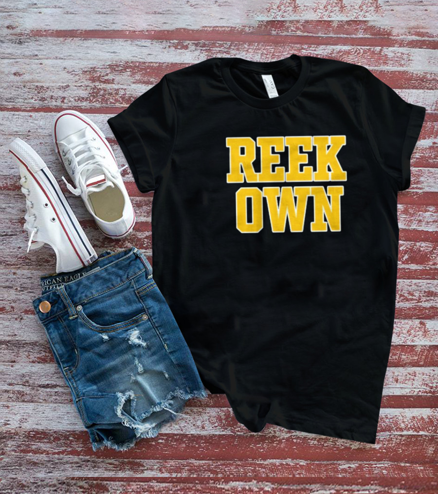 REEK OWN Bold Yellow Block Letters On Black Square T-Shirt