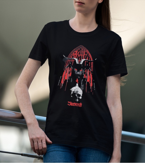 Blackcraft Lilith Goat Skull Red Gothic Arch T-Shirt