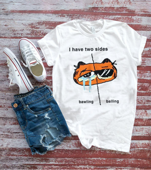 Goofyahhtees I Have Two Sides Bawling Balling Orange Cartoon Face Split Humor T-Shirt