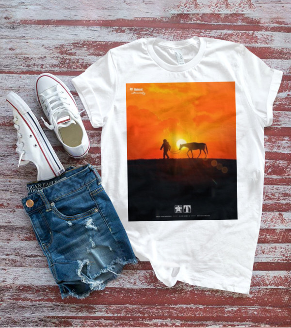 Houston Space City Cowboy With Horse At Sunrise T-Shirt